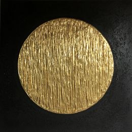 Peinture, From the series Full Moon - 3D black gold, textured gold leaf, Nataliia Krykun
