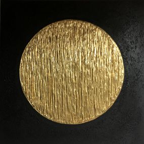 Painting, From the series Unter the Full Moon  1 - 3D black gold, textured gold leaf, Nataliia Krykun