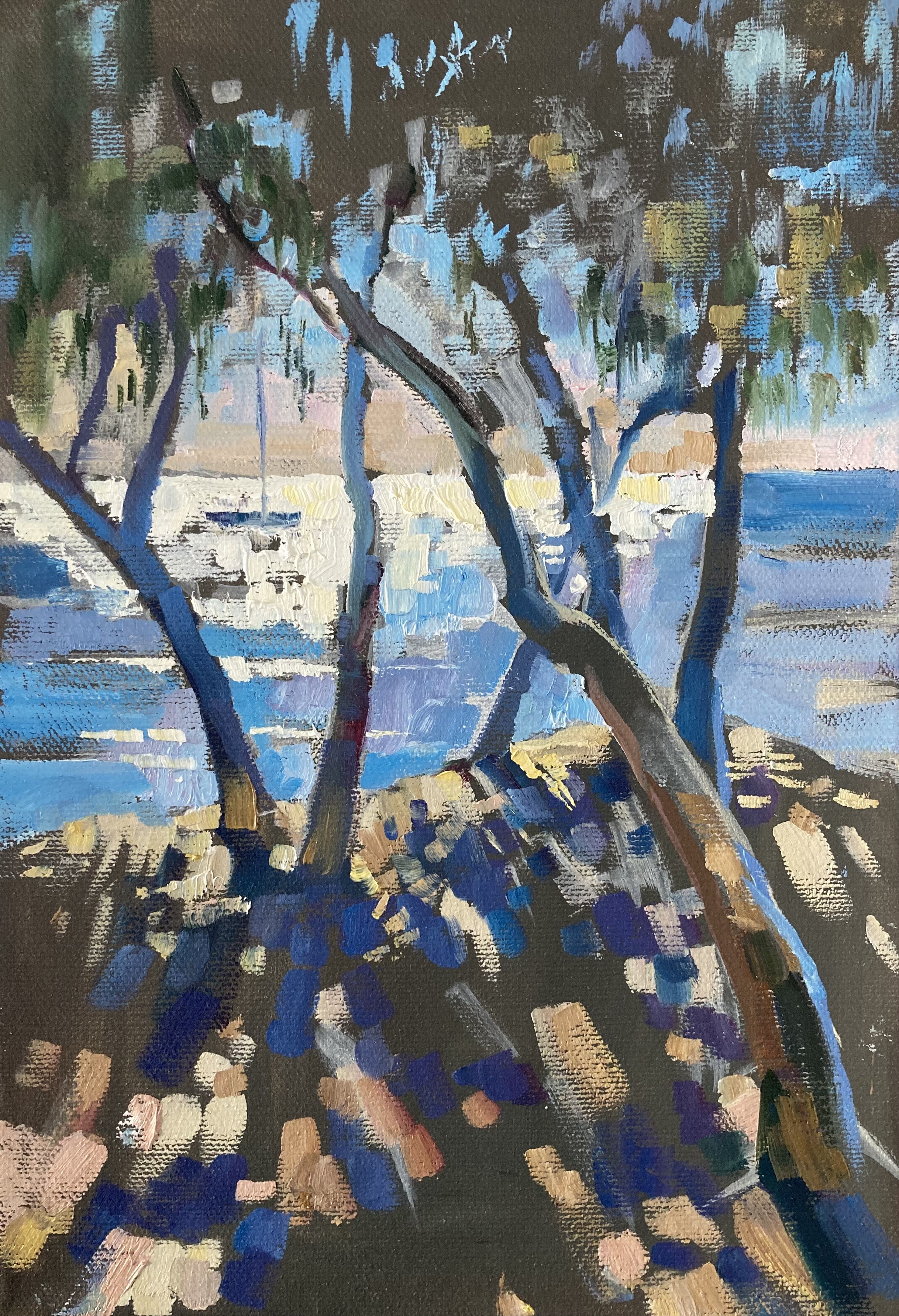 July Kinart (Prykina), Eucalyptus trees and sea July Kinart (Prykina), Eucalyptus trees and sea