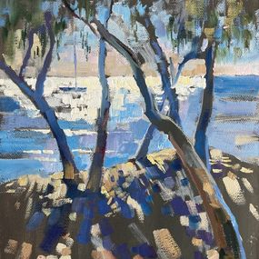 Painting, Eucalyptus trees and sea, July Kinart (Prykina)