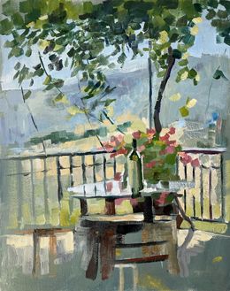 Peinture, View of the mountains from winery in Cyprus, July Kinart (Prykina)