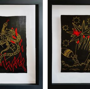 Painting, The Devil and The Star, Diptych, María José Franco Maldonado