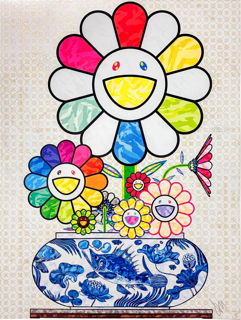 Takashi Murakami, Murakami Flowers in a Qinghua Vase Takashi Murakami, Murakami Flowers in a Qinghua Vase