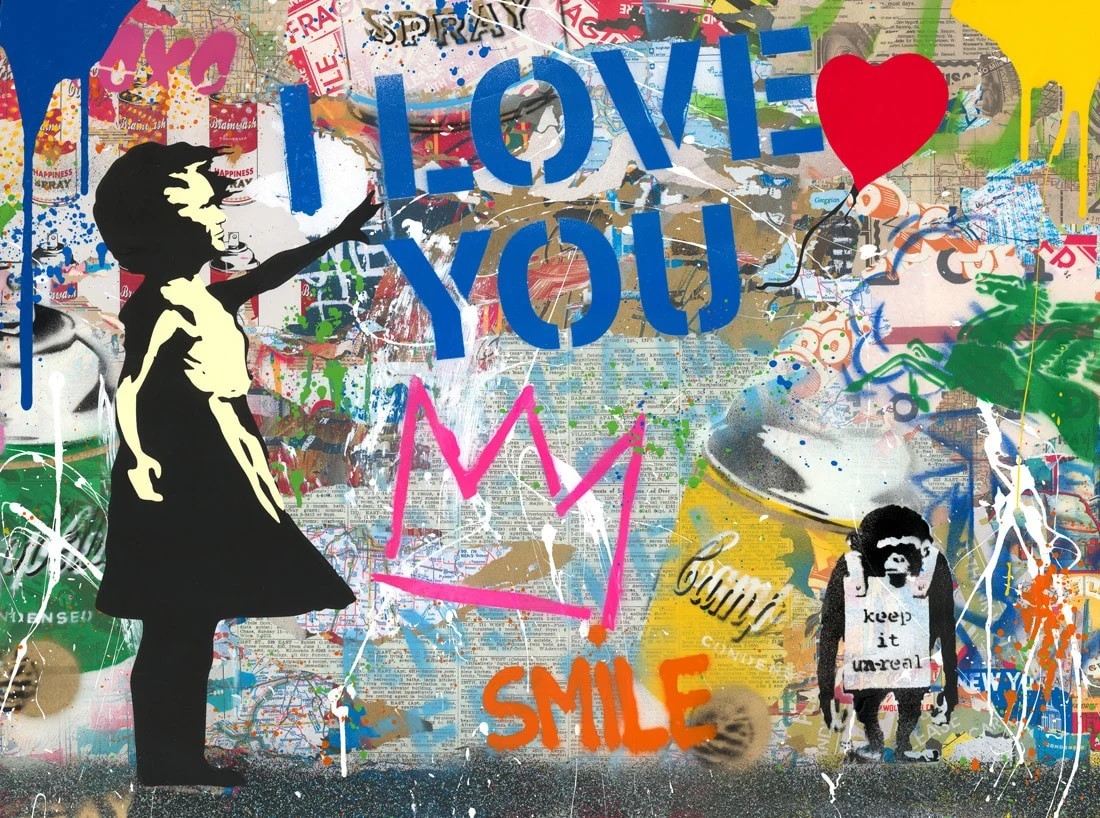 Mr Brainwash, Balloon Girl with Banksy Monkey Mr Brainwash, Balloon Girl with Banksy Monkey