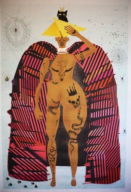 Gemälde, Queen Tattooed and Crowned in a Black Cat, Kim Soo Young