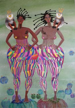 Painting, Two Queens With Two Monkeys, Kim Soo Young