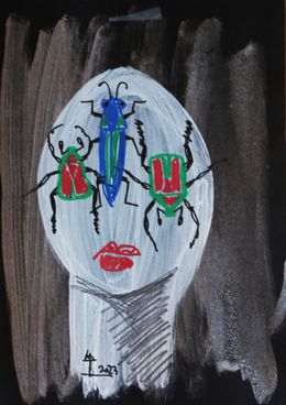 Gemälde, Face of Women with Insects, Kim Soo Young