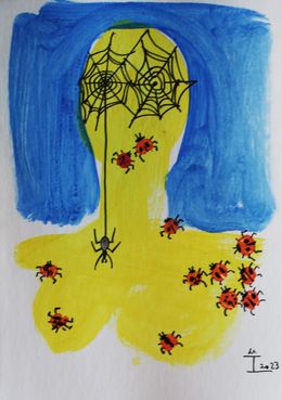 Gemälde, Face of Women with Insects, Kim Soo Young