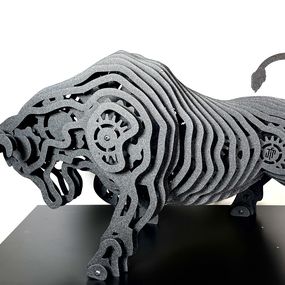 Sculpture, Bull granit black, Jean François Piecourt