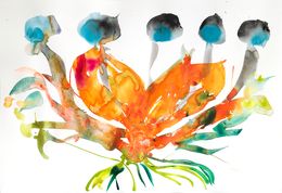 Painting, Cinq fleurs bleues, Isabelle Marie