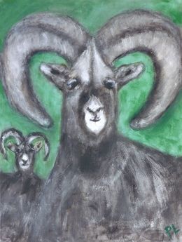 Gemälde, Belier et son petit, Paola Lanzi