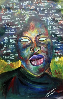 Gemälde, Imperfect Beauty - 21st Century, Contemporary, Figurative Portrait, Women, Faces, Odesola Idowu