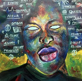 Gemälde, Imperfect Beauty - 21st Century, Contemporary, Figurative Portrait, Women, Faces, Odesola Idowu