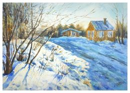 Gemälde, One day in the village, Irina Pronina