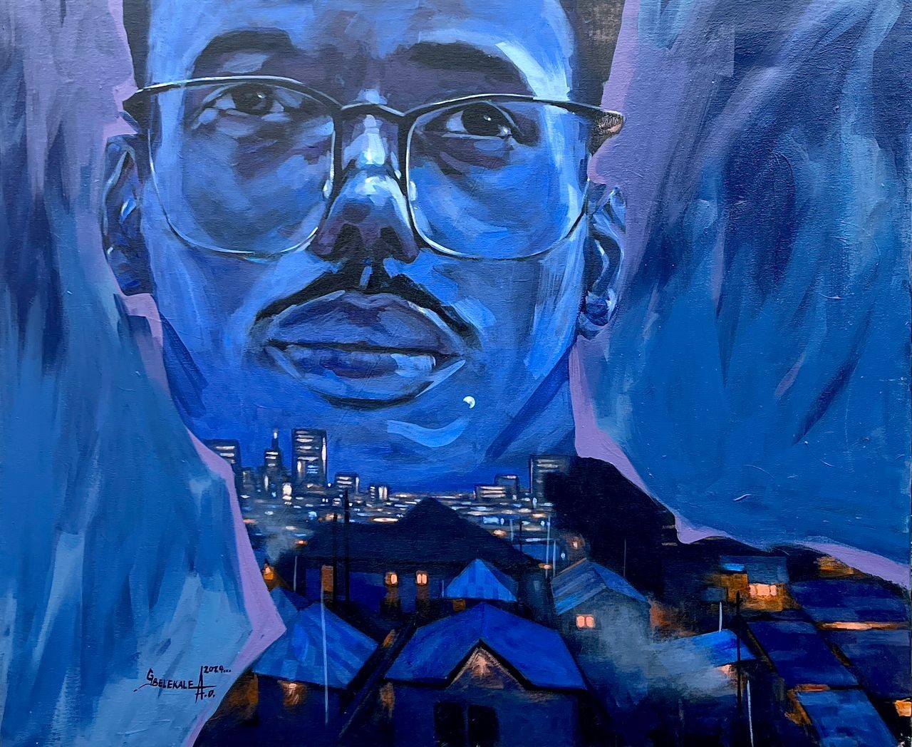 Gbelekale Azeez, Home Longing (Life Within) -21st Century, Contemporary, Figurative, Nature, Blue Gbelekale Azeez, Home Longing (Life Within) -21st Century, Contemporary, Figurative, Nature, Blue