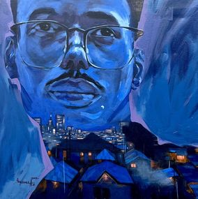 Gemälde, Home Longing (Life Within) -21st Century, Contemporary, Figurative, Nature, Blue, Gbelekale Azeez