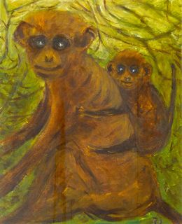 Painting, Singe et son petit, Paola Lanzi