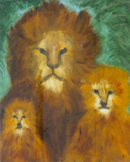 Gemälde, Lion et ses petits, Paola Lanzi