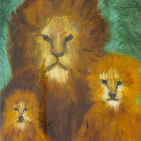 Gemälde, Lion et ses petits, Paola Lanzi