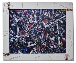 Sculpture, Ski-Lost en couleur-Série: Human's belongings, Moz - David Vuillermoz