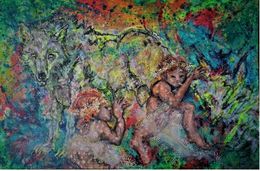 Gemälde, Made with louve loup enfants jumeaux mythologie, Adélaïde Leferme