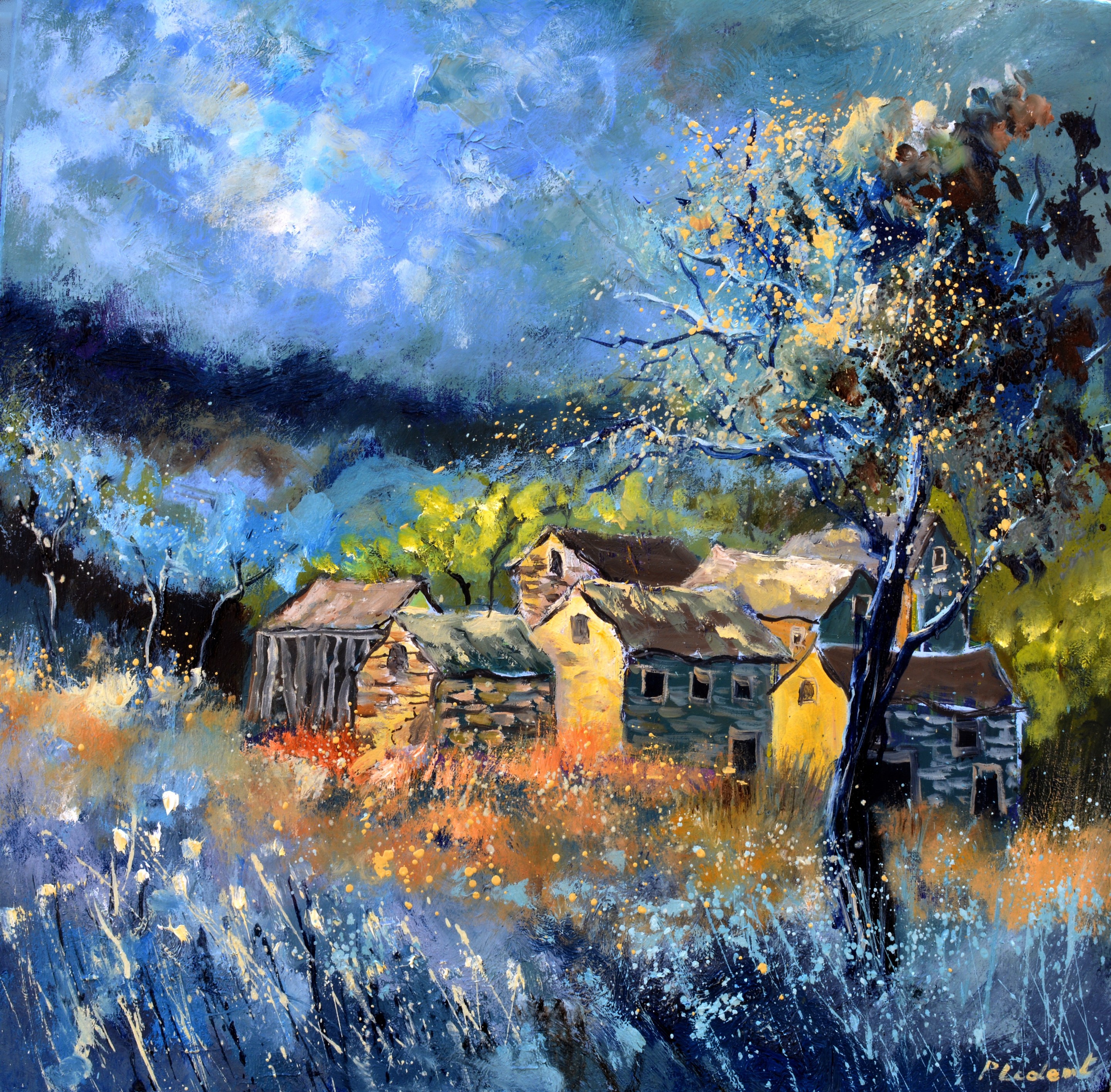 Pol Ledent, A few houses in winter Pol Ledent, A few houses in winter
