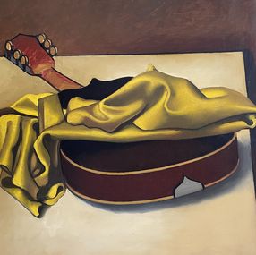 Gemälde, Draperie jaune sur guitare, Georges Rohner