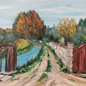 Gemälde, Chars, au bord de la Viosne, le vieux lavoir  réf: CPBD1028, Lucien Gondret