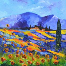 Painting, Red poppies in provence, Pol Ledent
