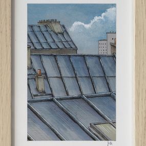 Gemälde, Toits Velux - paysage figuratif toits urbains, Eddy Josse
