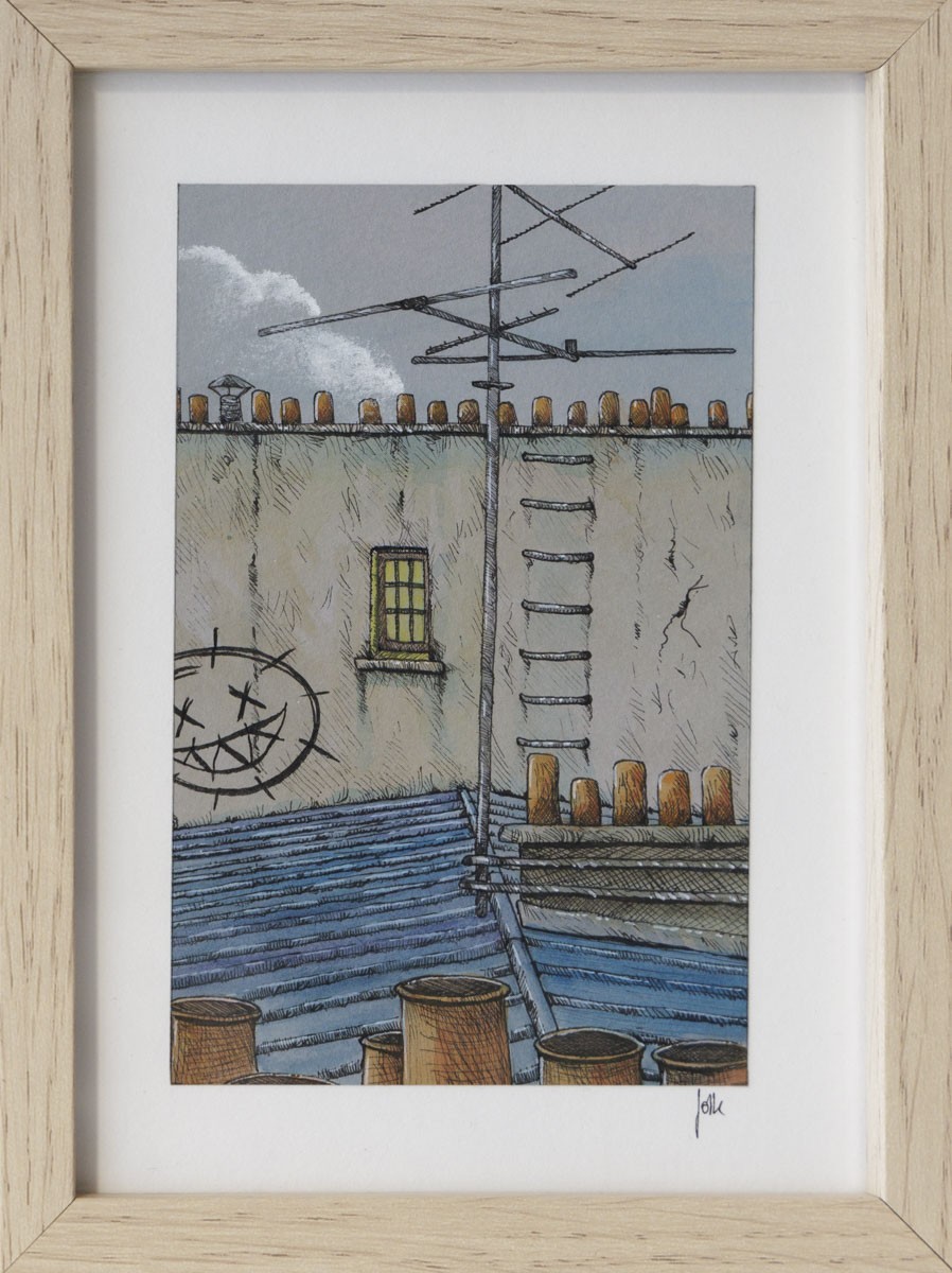 Eddy Josse, Toits + tag + antennes - paysage figuratif toits urbains Eddy Josse, Toits + tag + antennes - paysage figuratif toits urbains