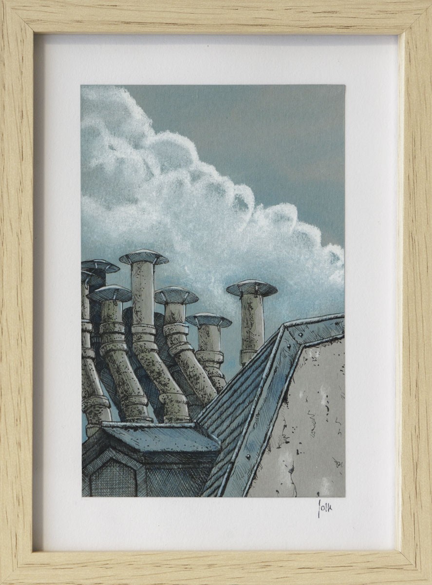 Eddy Josse, Sept conduits - paysage figuratif toits urbains Eddy Josse, Sept conduits - paysage figuratif toits urbains