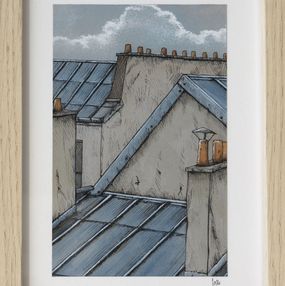 Gemälde, Toits - paysage figuratif toits urbains, Eddy Josse