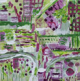 Gemälde, Le petit jardin - Série abstraction colorée, Flov'