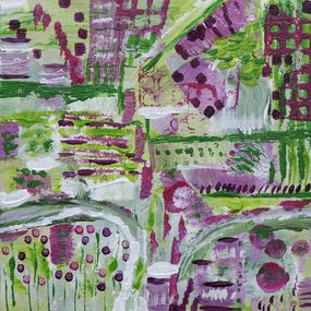 Gemälde, Le petit jardin - Série abstraction colorée, Flov'