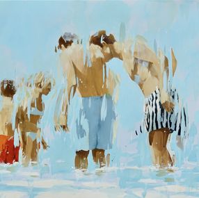 Gemälde, Blue beach, Jean Marie Drouet
