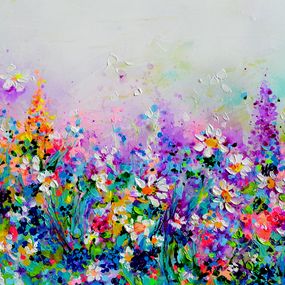 Peinture, White Daisies, Wild Flowers and Cottage Field, Soos Roxana