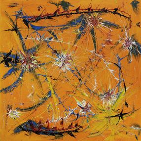Gemälde, Connection orange - Série Synapses, explosion de couleurs, Marc Michon
