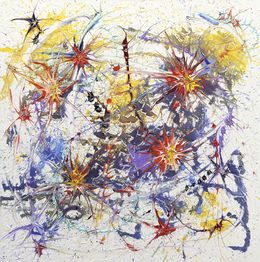 Gemälde, Fusion d'idées - Série Synapses, explosion de couleurs, Marc Michon