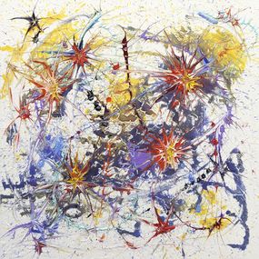 Gemälde, Fusion d'idées - Série Synapses, explosion de couleurs, Marc Michon