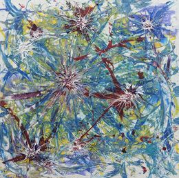 Gemälde, Idées bleues - Série Synapses, explosion de couleurs, Marc Michon