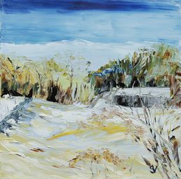 Peinture, La neige - Paysage enneigé semi figuratif, Suzanne Vaucelles