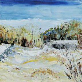 Gemälde, La neige - Paysage enneigé semi figuratif, Suzanne Vaucelles
