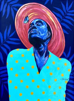 Peinture, A Perfect Day - 21st Century, Contemporary, Impressionism, Africa, Women, Blue, Bello Gabriel