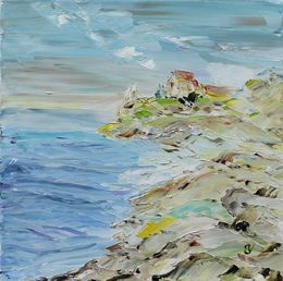 Peinture, Bords de mer- Paysage côtier semi figuratif, Suzanne Vaucelles
