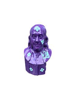 Sculpture, Benjamin Franklin LV Violet and Tiffany Blue, Art Kristin