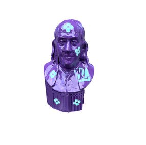 Sculpture, Benjamin Franklin LV Violet and Tiffany Blue, Art Kristin