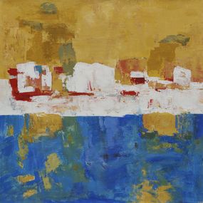 Painting, Horizon liquide - série: au bord de l'eau - paysage abstrait, Cami