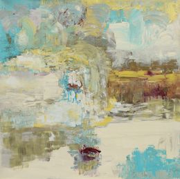 Peinture, Barque au bord des rives - série: au bord de l'eau - paysage abstrait, Cami