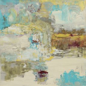 Peinture, Barque au bord des rives - série: au bord de l'eau - paysage abstrait, Cami